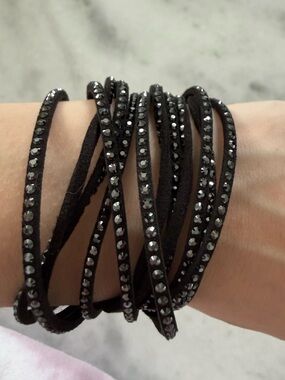 Swarovski Multi-Wrap Black Crystal Rhinestone Bracelet
